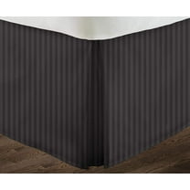 1 Piece Box Pleated with Split Corners 100% Egyptian Cotton Bed Skirt 1000 Thread Count 12" Inch Drop Easy Fit Luxury Bedding Collection Twin Size (39"X75") - Dark Grey Stripe