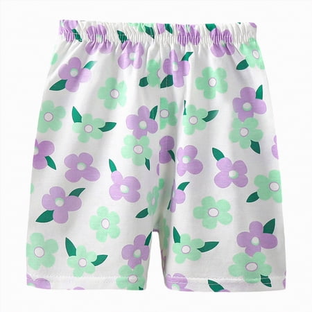UngA Shorts for Toddler Baby Boys Girls Cute Print Summer Clothes Littler Kids Boys Girls Short Pants with Elastic Waist Pull On Cotton Short (Light Purple 5-6 Years)