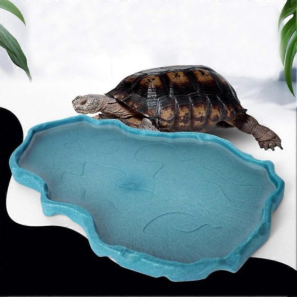 Reptile Food Bowl Turtle Paddling Tray Horned Frog Lizard Gecko Pet Feeding Tray (Blue),2024 Ping