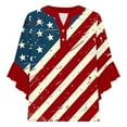 thumbnail image 6 of Feancey Ruffle Sleeves Tops for Women 4th of July Henley Shirts Memorial Day Novelty Print Loose Blouse Button V Neck 3/4 Sleeve Graphic Tees Multicolor M, 6 of 6