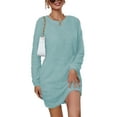 thumbnail image 1 of LUXUR Robe Chandail pour Femmes Chandail en Peluche Chandail à Manches Longues Mini Robes Ample en Molleton Bleu Pâle L, 1 of 4