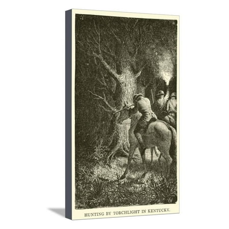 Hunting by Torchlight in Kentucky Stretched Canvas Print Wall