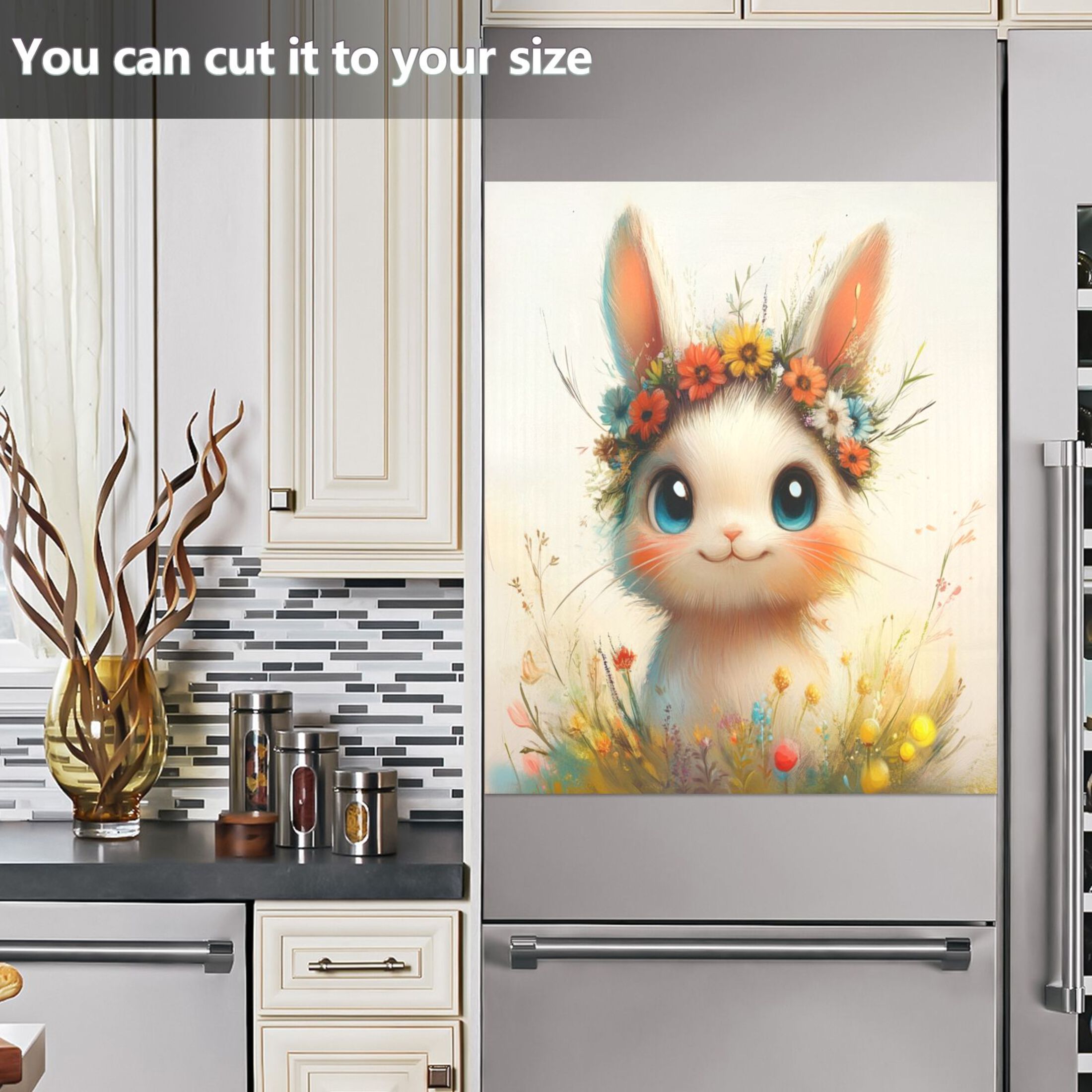 Dishwasher Magnetic Sticker 23x26 Inch Refrigerator Magnetic Sticker Washing Machine Magnetic Sticker Kitchen Panel Magnetic Sticker Home Decor Super Lovely Smiling Bunny