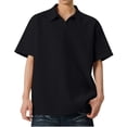 thumbnail image 2 of Playera Elvqul para Caballero Casual Negro Manga Corta Liso Solapa Botones, 2 of 4