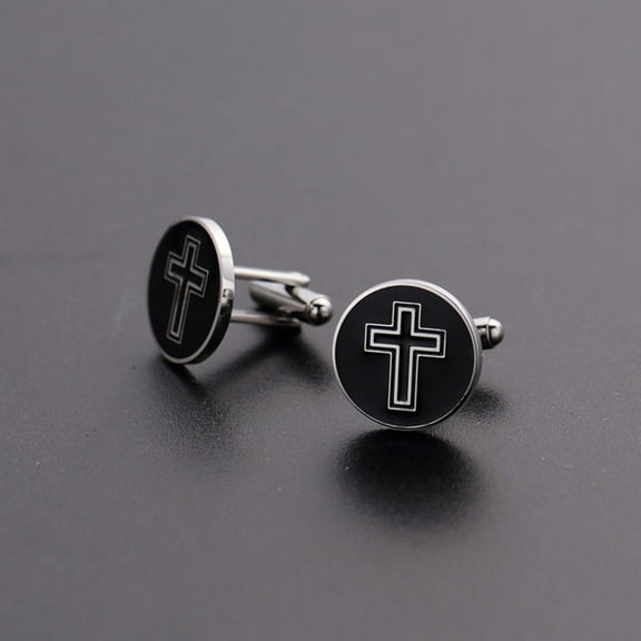 KAKOWELY 1 Pair Cufflink for Male with Square Shape Black Color for Casual and Formal Events Cufflings for Men