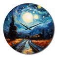 thumbnail image 2 of Designart Horloge Murale Surdimensionnée "Vincent s Perspective Blue Train Rails I" Transport, 2 of 6