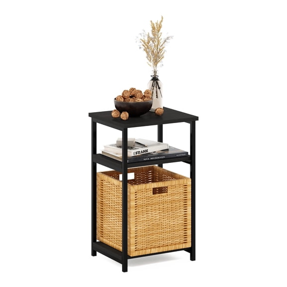 Pemberly Row 3-Tier Industrial Metal Frame End Table with Storage Espresso