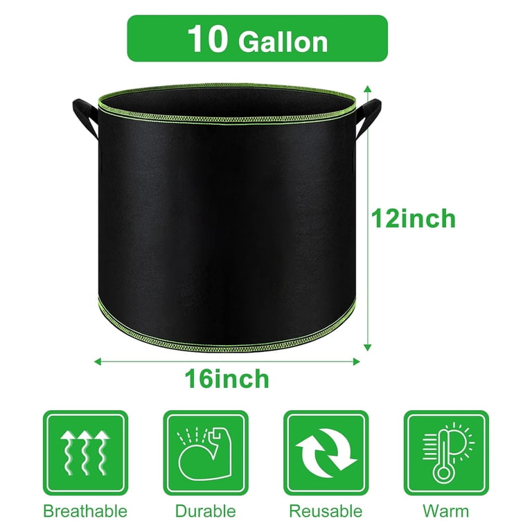 BN-LINK 5-Pack 10 Gallon Grow Bags, Black photo 5
