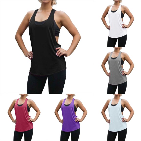 XIAOCHA Solid Sleeveless Tank Top For Women Loose Fit U Neck Athletic Workout Shirts