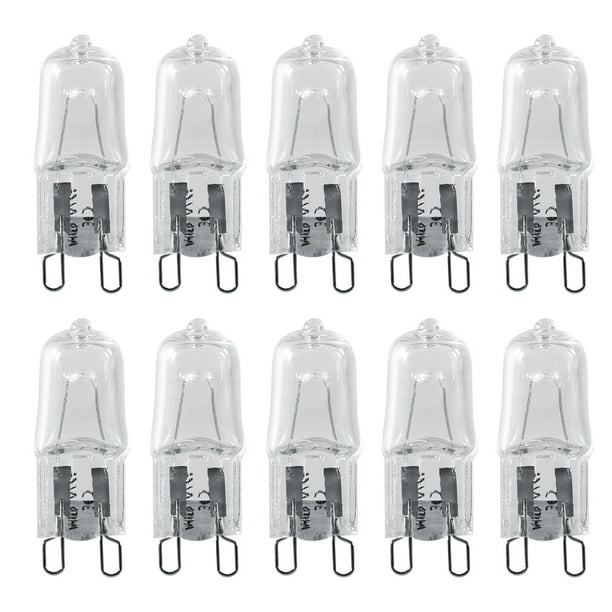 10 bombillas halógenas con base G9 de 40 W, repuesto de iluminación para el hogar, luz blanca cálida y brillante