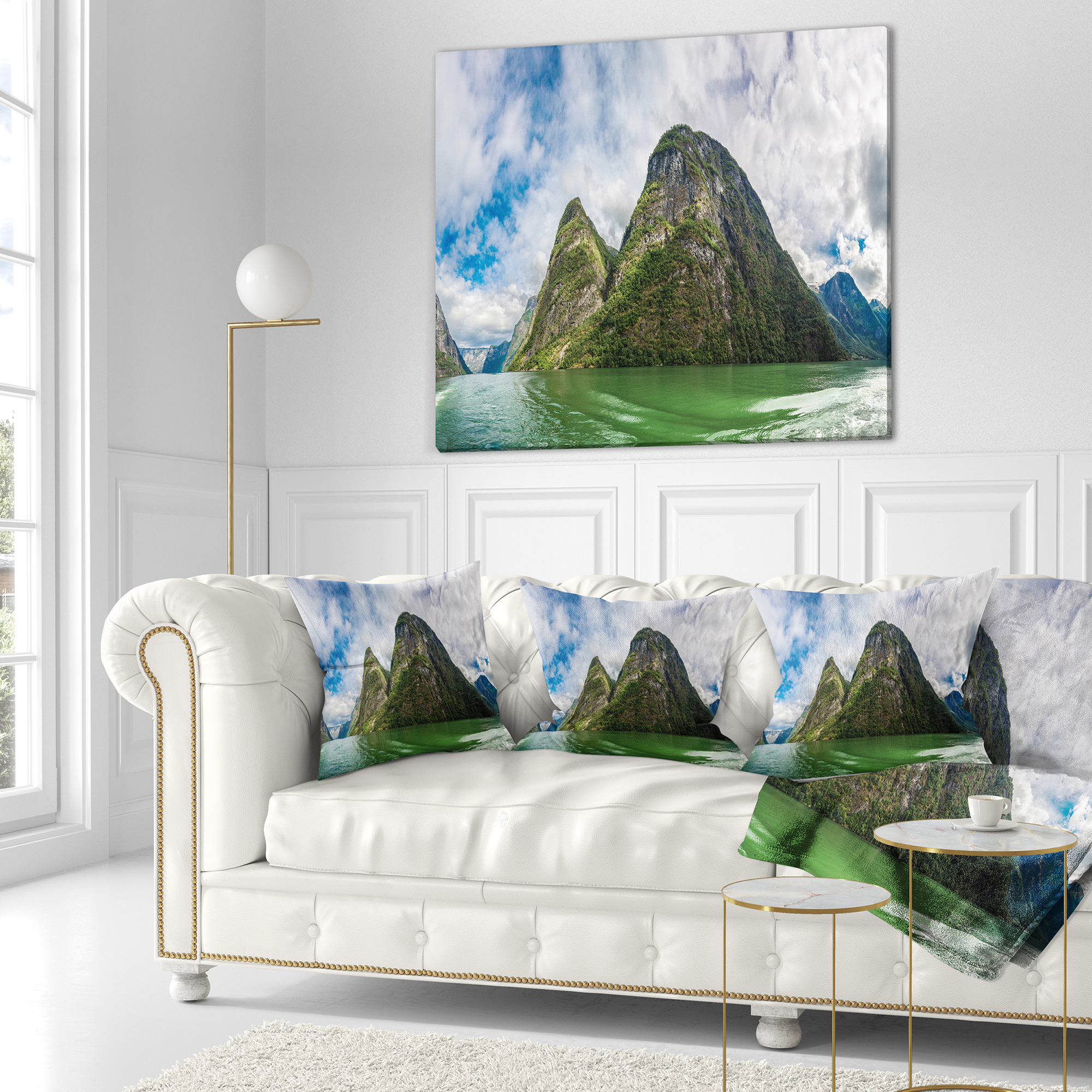 Designart View to Sognafjord in Norway - Landscape Photography Throw Pillow - 18x18