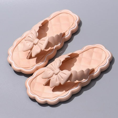 

CoCopeaunt Cute Bowknot Womens Slippers New Summer Indoor and Outdoor Flip Flops Beach Smooth Ladder Home Non-slip EVA Slippers