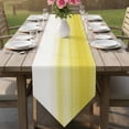 thumbnail image 6 of Yellow White Ombre Table Runner Linen Burlap Table Runner 70 Inches Long Farmhouse Funny Gradient Striped Dresser Scarves for Kitchen Island Coffee Dining Party Wedding Banquet Holiday Decor 13"x70", 6 of 8