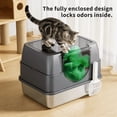 thumbnail image 5 of New Enclosed Cat Litter Box Lid for Big Cats & Kitty - Anti-Urine Leakage, Non-Sticky Cat Box, Front Entry Top Exit KittyBox,Gray, 5 of 9