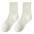 thumbnail image 2 of Wuxian Cute Socks Couples Leisure Tube Solid Color Knit Ribbed Crew Socks Cotton Sweat Absorbent Sports Stockings Casual Breathable Socks,Beige,One Size, 2 of 4