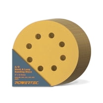 POWERTEC 50PK Assorted 5-Inch 8 Hole Hook and Loop Sanding Discs, 80/100/120/150/220 Grits Sandpaper for Random Orbital Sanders, Air Sander, Pneumatic Sander, Auto Body Shop, 44000XG-50X