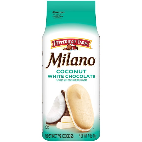Pepperidge Farm Milano White Chocolate Coconut Flavored Cookies, 7 oz Bag