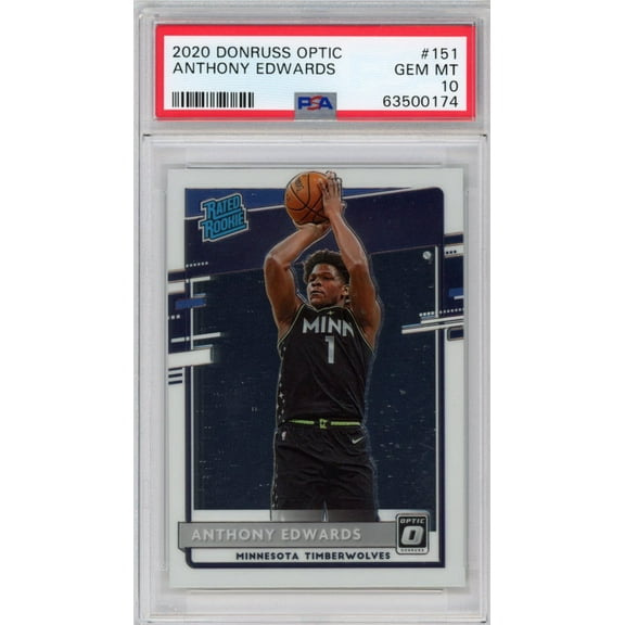 Graded 2020-21 Panini Donruss Optic Anthony Edwards #151 Rookie RC Basketball Card PSA 10 Gem Mint