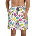 thumbnail image 2 of Uemuo Doodle Fruits Pattern Men's Swim Trunks Hawaiian Beach Bathing Suit Swimsuits Beach Quick-Dry Shorts with Pockets-Medium, 2 of 9