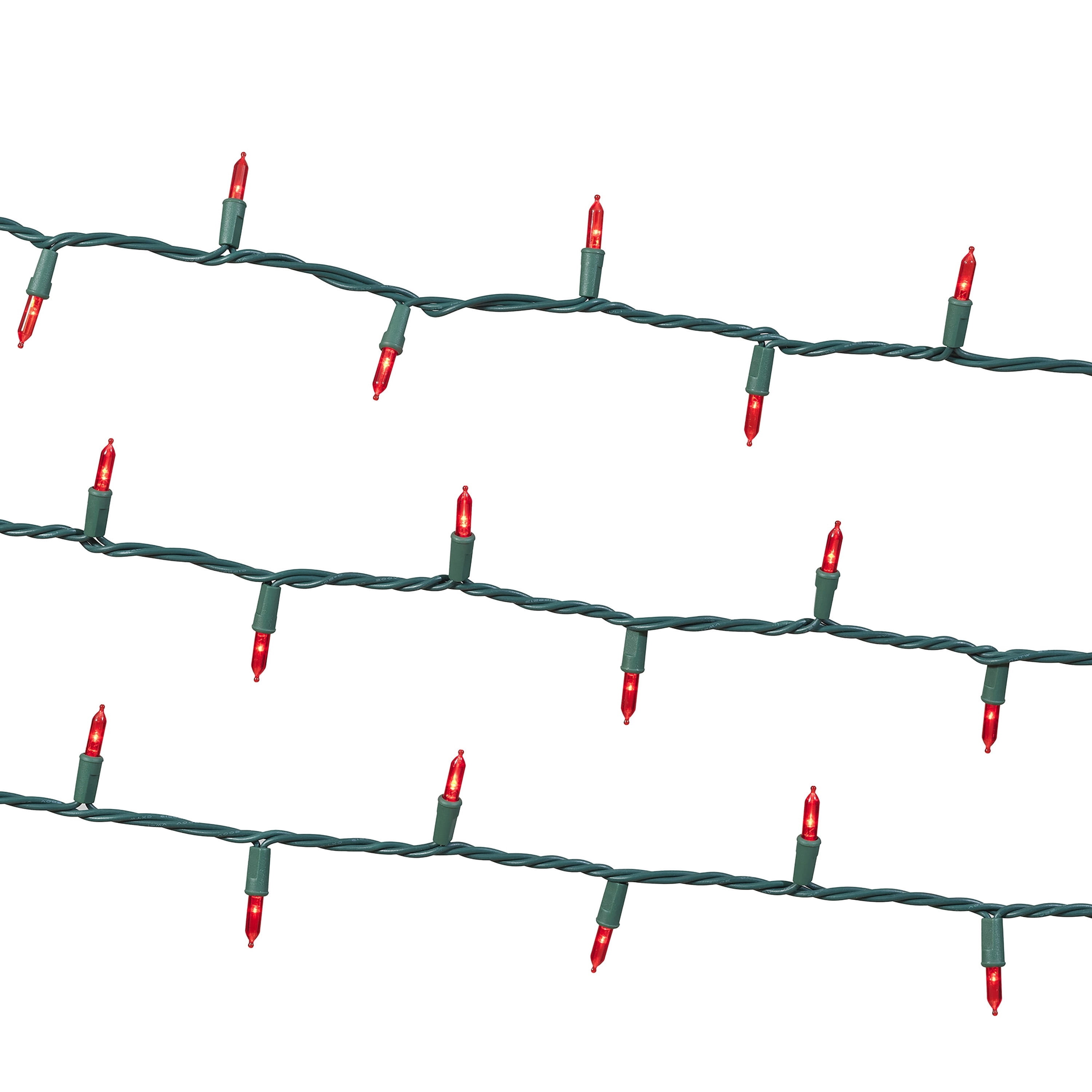Indoor/Outdoor 100-Count LED Mini Christmas String Lights, Red, Green Wire, 19.5', by Holiday Time