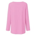 thumbnail image 5 of QUNYINEY Pink Tshirts Shirts for Women Long Sleeve Solid Casual Crew Neck Tops Pullover Loose Drop Shoulder T-Shirts, 5 of 5