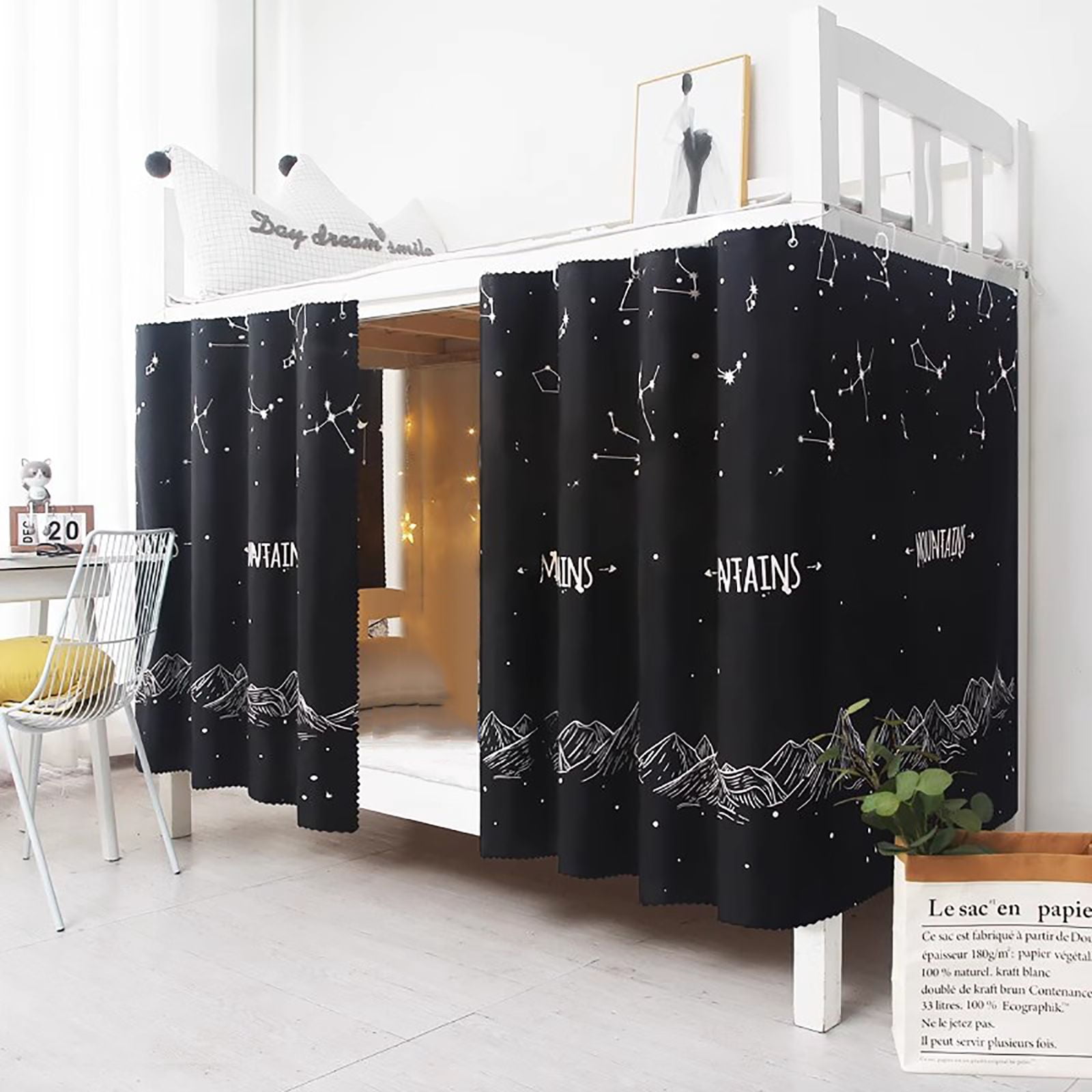 2 Panels Bottom Bunk Bed Curtains Privacy Curtains Breathable Dustproof Bed Blackout Curtains Privacy Cloth Panels Underbed Loft Bed Canopy Tent Curtain Shading Drapes for Dorm