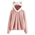 thumbnail image 2 of Meichang Fuzzy Cropped Hoodies for Women Cute Cat Ear Hooded Sherpa Fleece Pullover Sweatshirt Winter Warm Long Sleeve Oversized Hoodies, 2 of 7