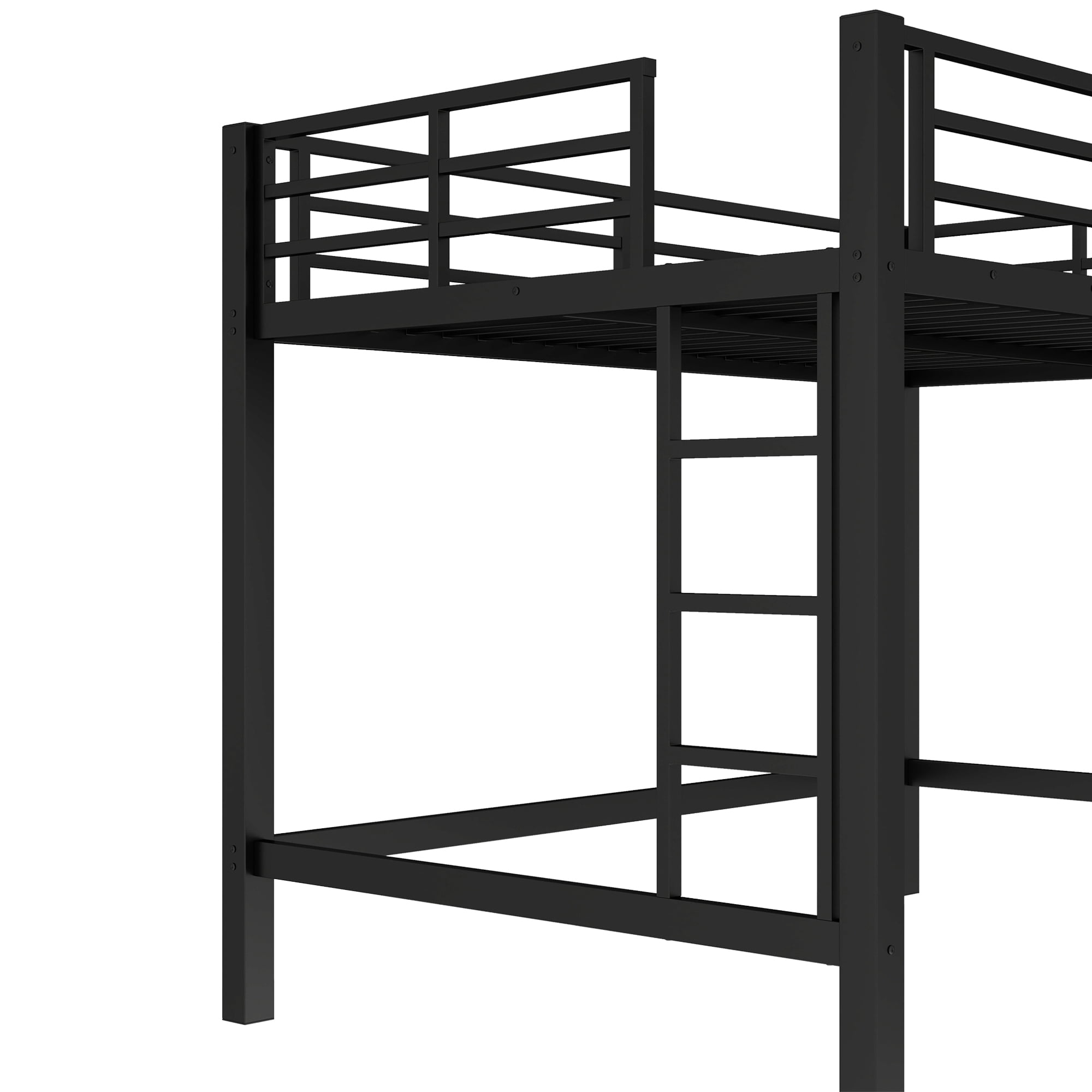 Aukfa Heavy Duty Full Size Metal Loft Bed for Kids, Teens and Adults, Space-Saving, Black