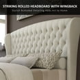 thumbnail image 6 of VanAcc Queen Size Frame, Chenille Upholstered Sleigh Bed Frame with Scroll Wingback Headboard & Footboard/Button Tufted/No Box Spring Required/Cream, 6 of 9