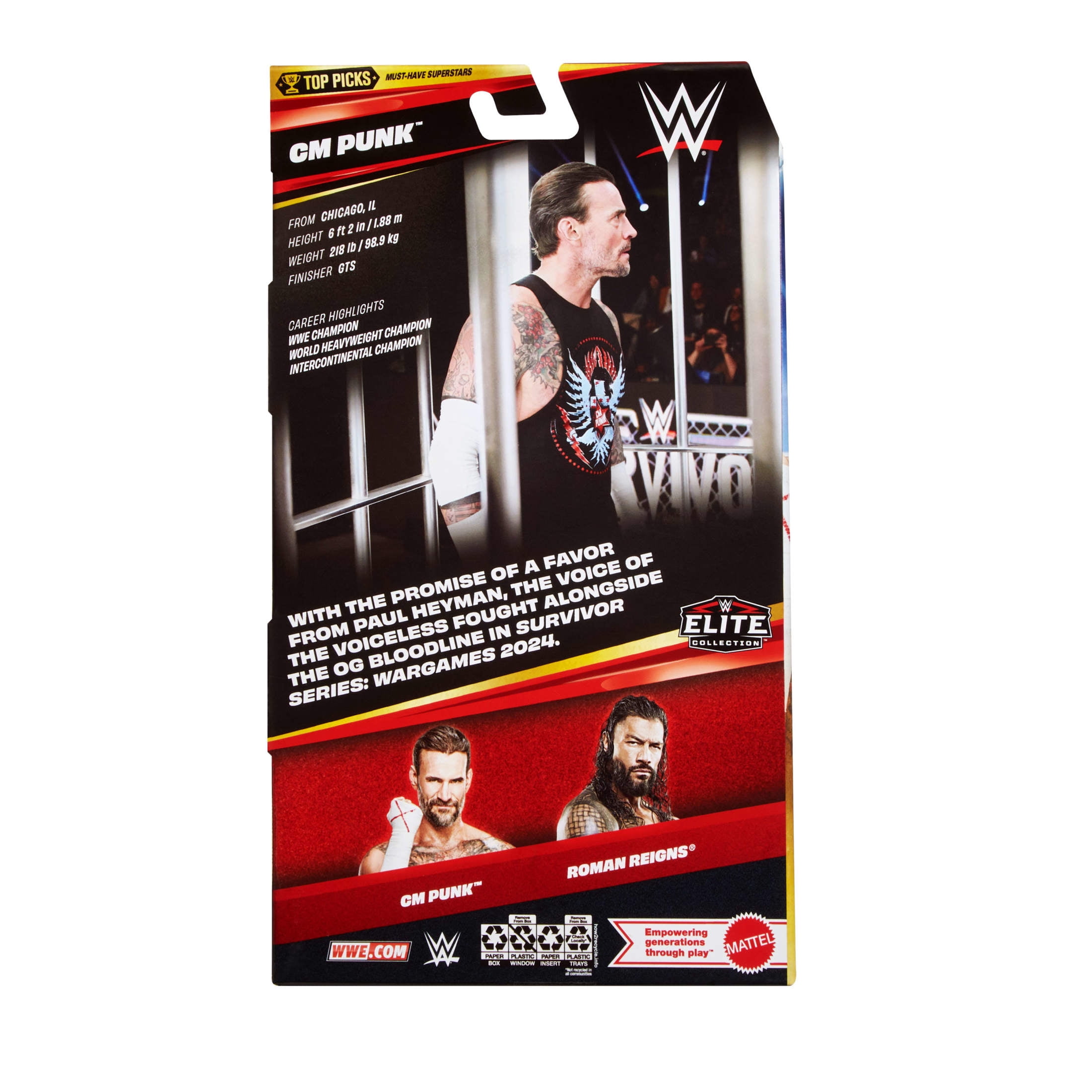 WWE Elite Collection Top Picks CM Punk Action Figure & Accessories, 6-inch Collectible Set (Styles May Vary)