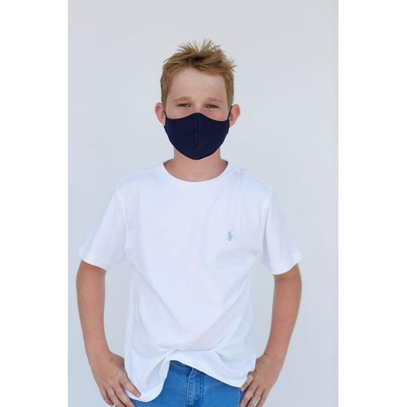 Youth Solid Dark Navy Face Mask