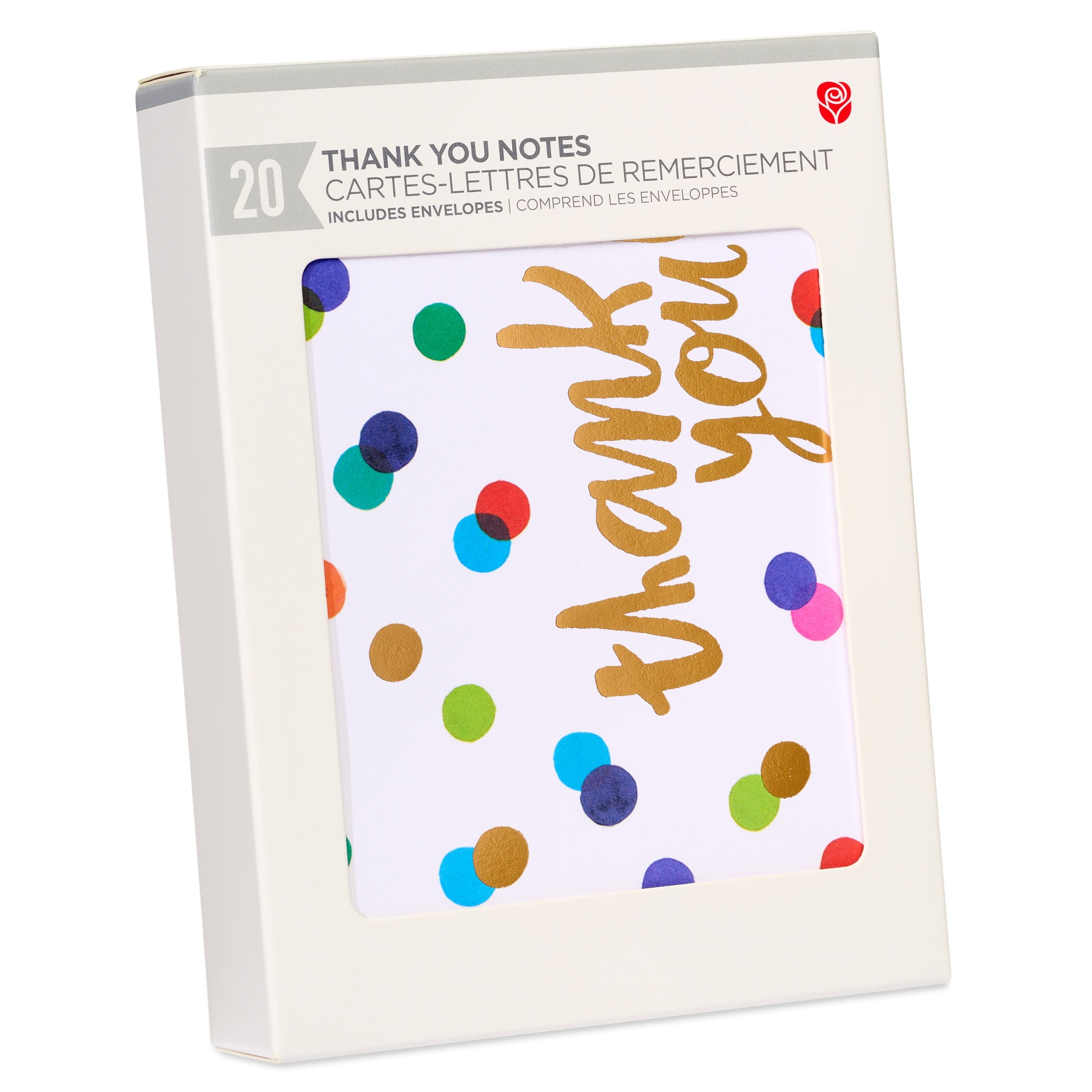 American Greetings Thank You Card Stationery Notes, Dots, Gold (20-Count)