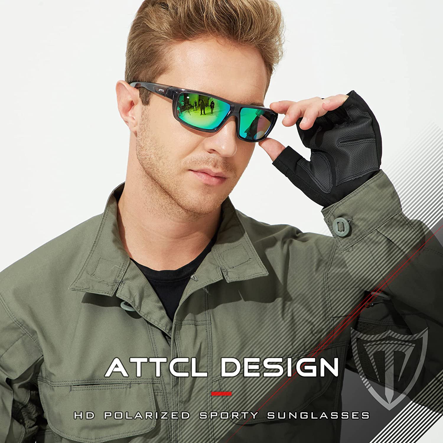 ATTCL Male Polarized Wrap Sunglasses for Men Sports Fishing