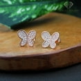 thumbnail image 2 of .925 Sterling Silver Rose Gold Plated Butterfly Stud Earring, Micro Pave, CZ Cubic Zirconia, Giorgio Bergamo, 2 of 5