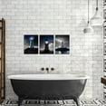 thumbnail image 4 of Lighthouse Wall Art Decor Black and White Nautical Canvas Picture Prints Set Blue Night Seascape Painting for Bathroom Men''s Room Framed 12"x16"x3pcs, 4 of 5