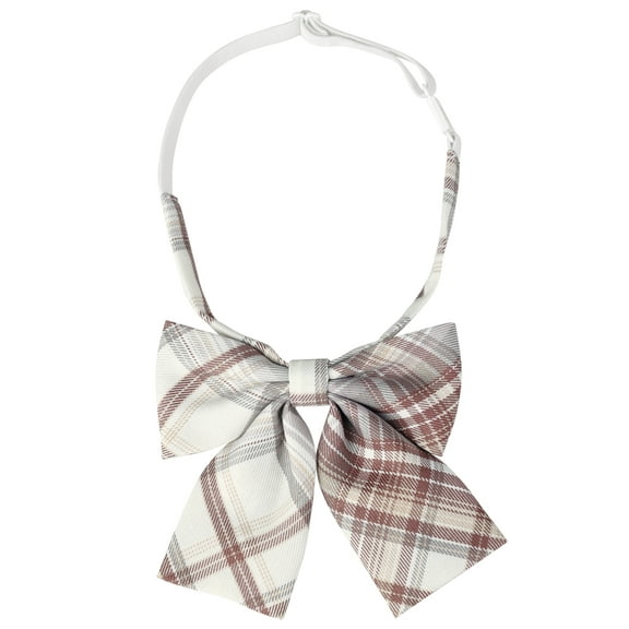 INSPIRE CHIC Women's Plaid Bow Ties Elastic Band Pretied Bowties for Casual Red Beige One Size