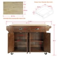 thumbnail image 3 of AR 51.8" Kitchen Island with Storage on Wheels, Kitchen Island Cart with Rubberwood Drop Leaf Countertop, Mahogany, 3 of 13