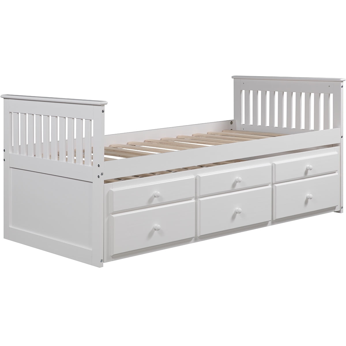Clearance! Trundle Bed, Twin Captain’s Bed with Trundle and 3 Storage