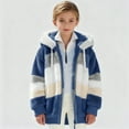 thumbnail image 4 of SERTG Boys Girls Plus Size Long Style Fleece Hooded Jacket Double Sided Plush Long Sleeve Fall Winter Casual Warm Fashion Zip Outerwear Coat for kids 5-14 Years(Blue,7-8 Years), 4 of 4