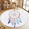 thumbnail image 1 of Round Rug White 6ft Watercolor Dream Catcher Color Area Indoor Circle Rug Round Washable Rug, Floor Mat Print Non Slip Carpet Kitchen Living Room Dining Room Playroom Decor, 1 of 7