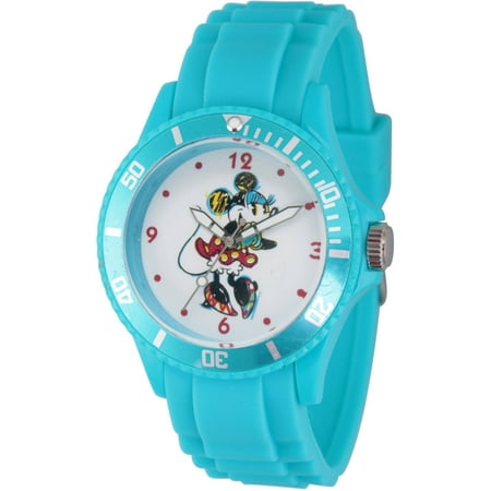 Disney Minnie Mouse Women's Blue Plastic Watch, Blue Bezel, Blue Plastic Strap