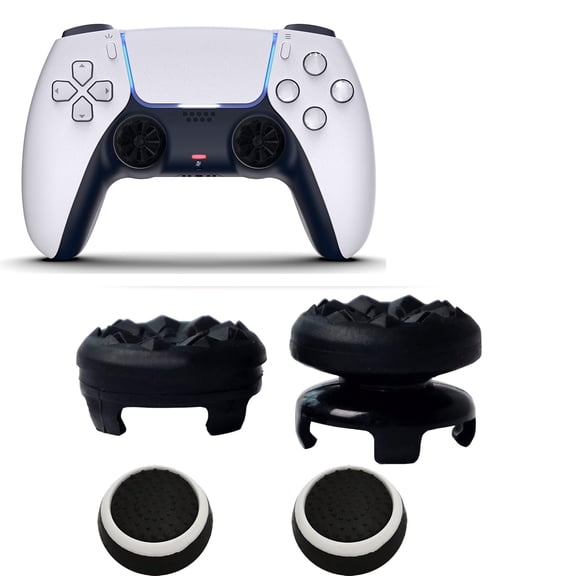 High Rise Analog Joystick Caps for PS5/PS4 Controllers - Black Grip Covers | Non-Slip Thumbstick Enhancer for P5/P4/PS4/PS5, Improved Comfort & Precision