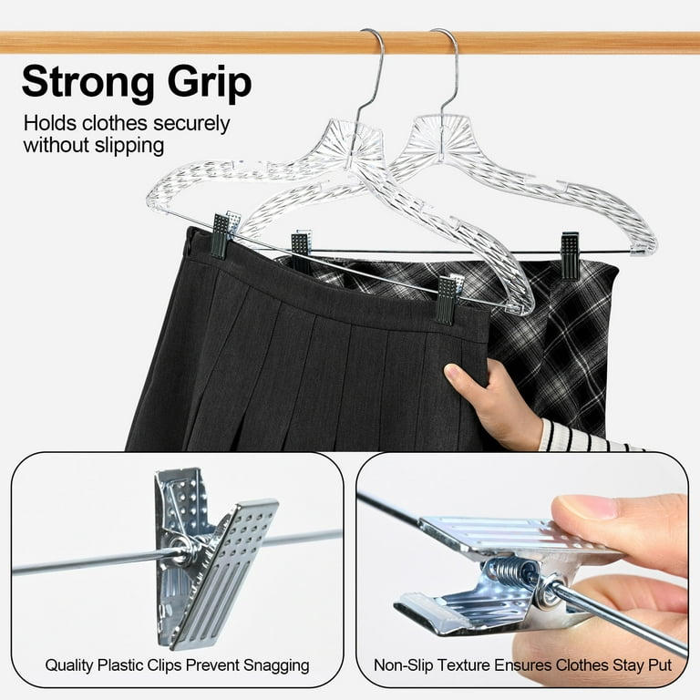 20 Pack Hangers, Clear Plastic Hangers, Heavy Duty Clothes Hangers, Crystal Cut Hangers for Shirt, Coat, Dress, Closet Hangers with 360 Degree