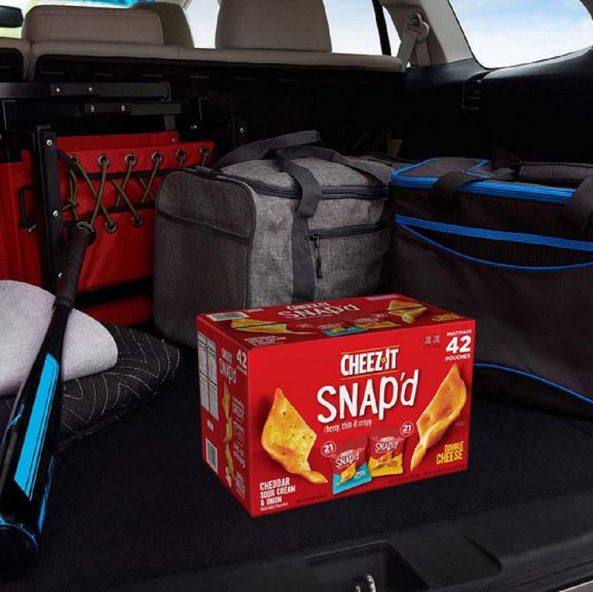 Snap'd Crackers Variety Pack Cheddar Sour Cream and Onion Double Cheese, 0.75 oz Bag, 42/Carton