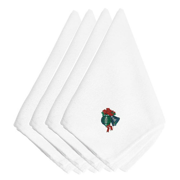 Christmas Ornaments Embroidered Napkins Set of 4