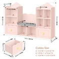 thumbnail image 3 of Homfa Kids Bookshelf with Reading Nook, Kids Toy Storage Cabinet with 8 Cubby, 2 Wood Toy Bin for Nursery Kids Room, Pink, 3 of 7
