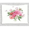 thumbnail image 1 of Floral Tapestry, Vintage Watercolor Style Bouquet of Flowers as Roses and Peonies with Butterflies, Wall Hanging for Bedroom Living Room Dorm Decor, 80W X 60L Inches, Multicolor, by Ambesonne, 1 of 2