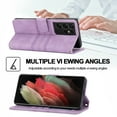 thumbnail image 4 of Wallet Case for Samsung Galaxy S21 Ultra, PU Leather Shoulder Strap Lanyard Crossbody Flip Cover with Card Slots Magnetic Kickstand Shockproof Case, Lightpurple, 4 of 7