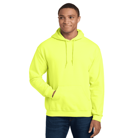 Gildan Heavy Blend Safety Pullover Hoodie, Safety Green, Soft Fleece Hooded Sweatshirt, S