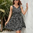 thumbnail image 3 of Black Paisley Bandana Pattern Sleeveless Dress Women Summer Evening Dresses Ladies Sundress, 3 of 7